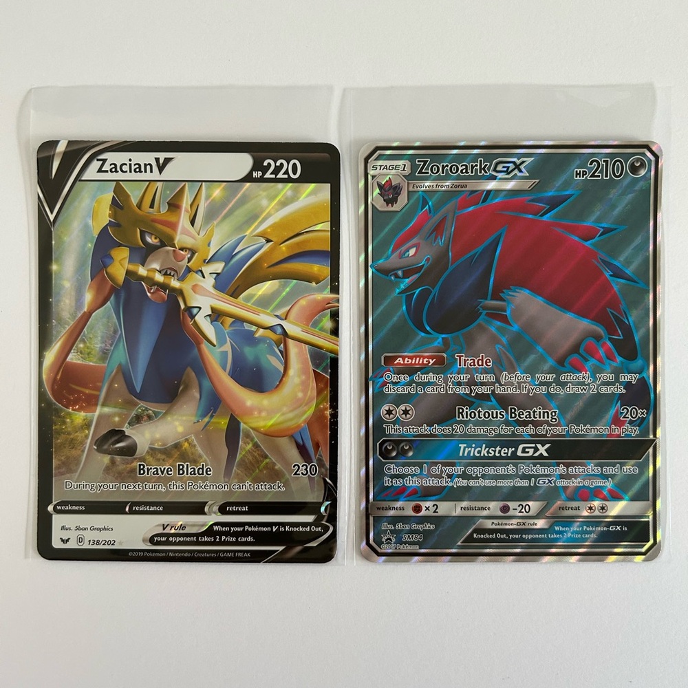 🦋 5/$25 - Zacian V 138/202 & Zoroark GX SM84 Jumbo Oversized Pokémon Cards - Picture 3 of 14
